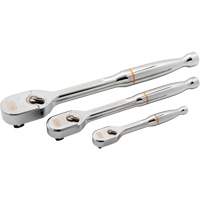 Ensemble de rochet &agrave; t&ecirc;te en goutte enti&egrave;rement polie avec prises 1/4", 3/8" & 1/2" 120XP Distribution Industrielle GC