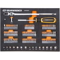 Jeu d'outils &agrave; t&ecirc;te &eacute;troite pour m&eacute;canicien dans un plateau de rangement en mousse Distribution Industrielle GC