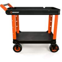 Chariot utilitaire industriel &agrave; 2 tablettes RAILWORKS avec roulettes de 8", 47" lo x 24-1/2" la x 37-4/5" h, Noir/Orange Distribution Industrielle GC