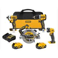 Ensemble de quatre outils combin&eacute;s sans fil et sans balai XR, Lithium-ion, 20 V Distribution Industrielle GC