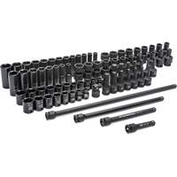 Jeu de douilles maîtresses SAE/m&eacute;triques &agrave; 6 pans, 80 Mcx, Chocs, Prise de 3/8", Profond Distribution Industrielle GC