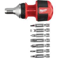 Tournevis compact &agrave; cliquet 8-en-1 &agrave; embouts multiples avec porte-embout de 1/4", Prise Coussin&eacute;e Distribution Industrielle GC