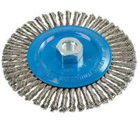 Brosse &agrave; fils &eacute;troits nou&eacute;s et torsad&eacute;s, Dia. 6", Fils 0,02", Arbre 5/8"-11, Aluminium/Acier inoxydable Distribution Industrielle GC