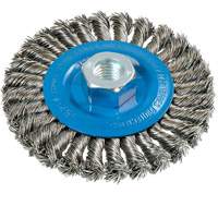 Brosse rotative &agrave; fils nou&eacute;s large, Dia. 4-1/2", Fils 0,02", Arbre 5/8"-11, Aluminium/Acier inoxydable Distribution Industrielle GC
