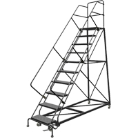 Safety Slope Rolling Ladder, 9 Steps, Perforated, 50° Incline, 90" High Distribution Industrielle GC