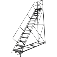Safety Slope Rolling Ladder, 14 Steps, Perforated, 50° Incline, 140" High Distribution Industrielle GC