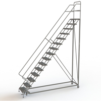 Safety Slope Rolling Ladder, 15 Steps, Serrated, 50° Incline, 150" High Distribution Industrielle GC
