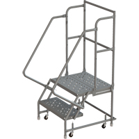 Deep Top Step Rolling Ladder, 2 Steps, 16" Step Width, 20" Platform Height, Steel Distribution Industrielle GC