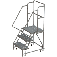 Escabeaux roulants &agrave; dessus profond, 3 marches, Largeur de la marche 16", Hauteur de la plateforme 30", Acier Distribution Industrielle GC