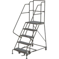 Escabeaux roulants &agrave; dessus profond, 5 marches, Largeur de la marche 16", Hauteur de la plateforme 50", Acier Distribution Industrielle GC