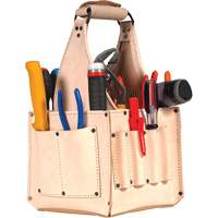 Porte-outils pour &eacute;lectricien et travaux d'entretien, Cuir, 17 pochettes, Beige Distribution Industrielle GC