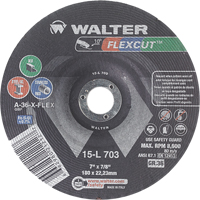 Flexcut Depressed Centre Grinding Wheels, 7", 36 Grit, Aluminum Oxide, 7/8", 8600 RPM, Type 29 Distribution Industrielle GC
